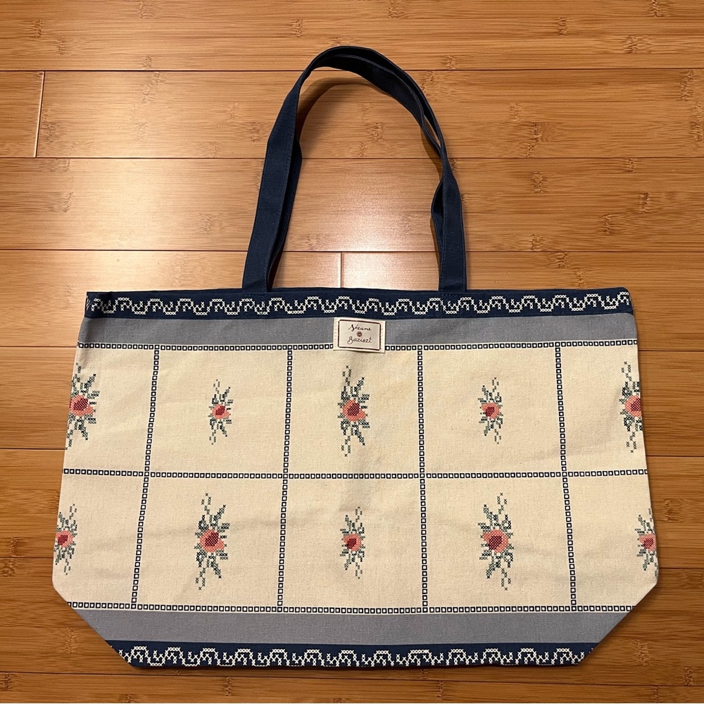 NWOT Sézane x Baziszt Tote Bag in Blue Flowers